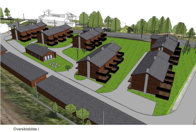 Illustrasjon av boligene som planlegges bygd i Soknes leir. 