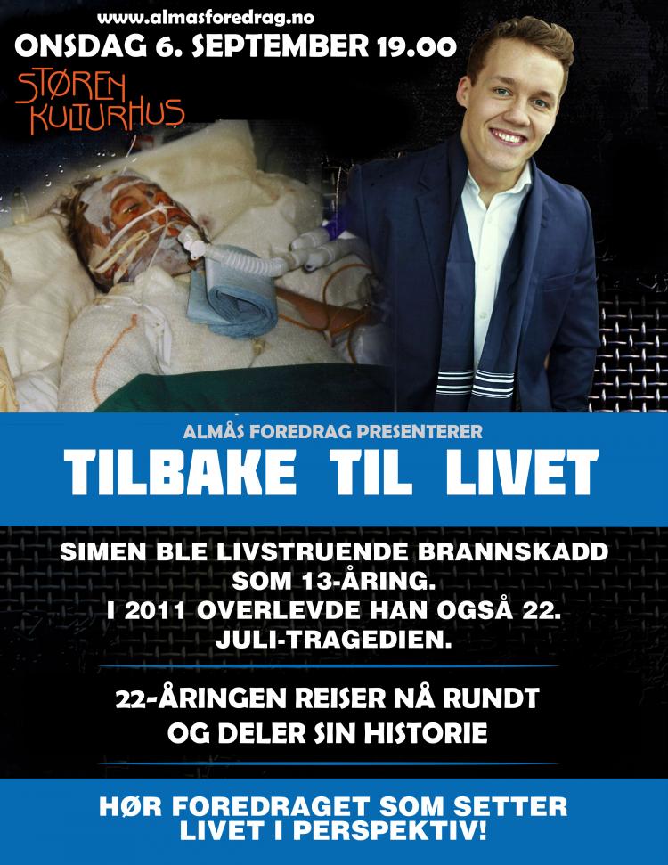 Tilbake til livet. Simen ble livstruende skadd som 13 åring. I 2011 overlevde han 22. juni-tragedien.