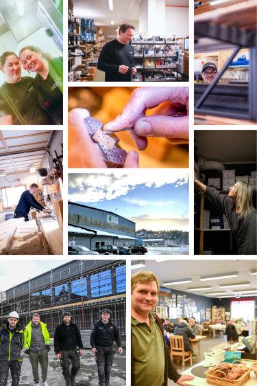 Bildekollasj med et utvalg av næringslivet i Midtre Gauldal. Foto: Spir