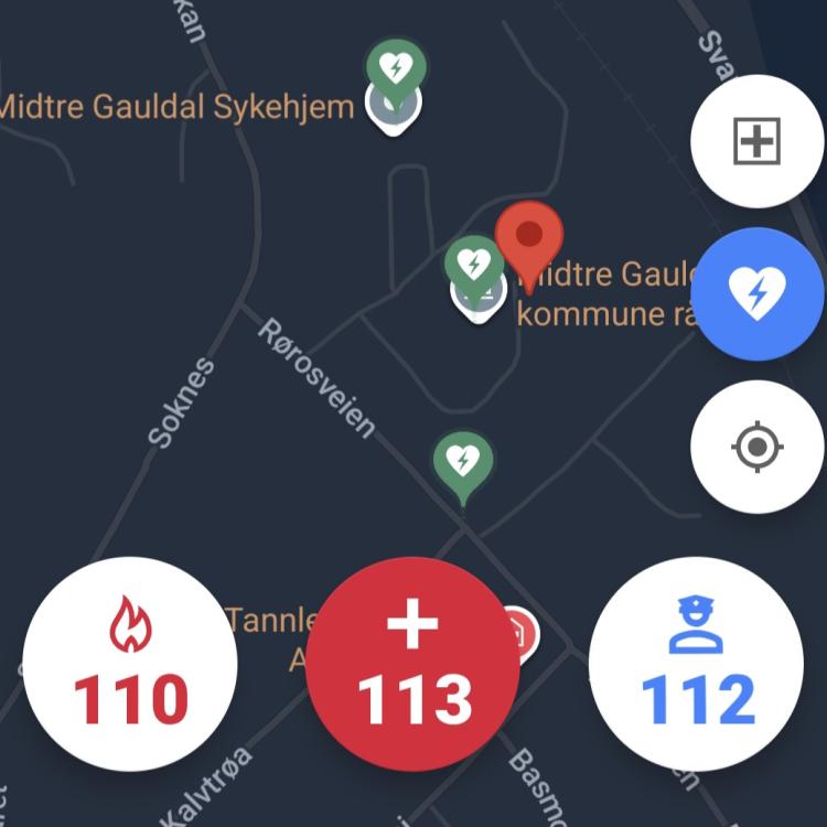 Skjermdump fra appen Hjelp113